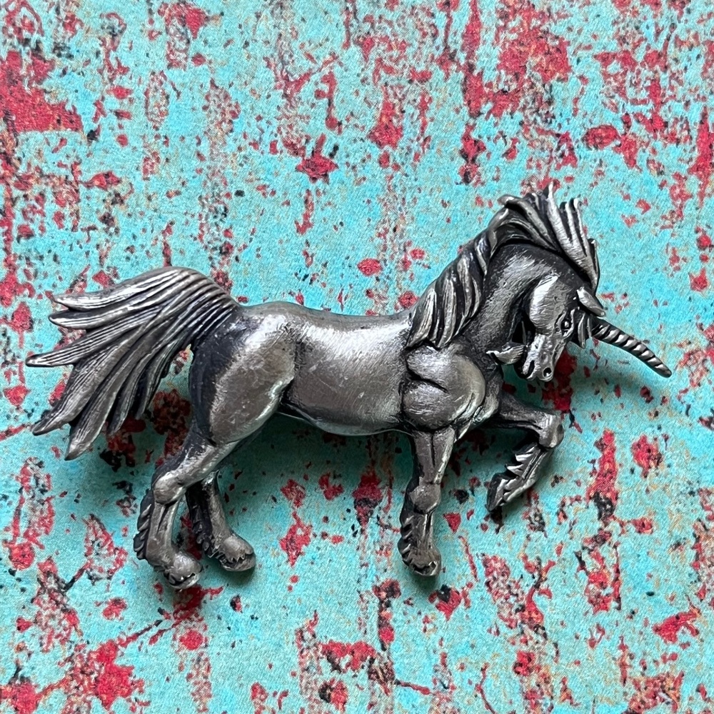 VTG JONETTE JEWELRY Pewter Unicorn Pin